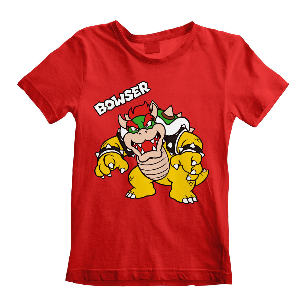 Camisola de Manga Curta Infantil Super Mario Bowser Text Vermelho - EcoNest