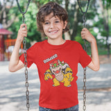 Camisola de Manga Curta Infantil Super Mario Bowser Text Vermelho - EcoNest