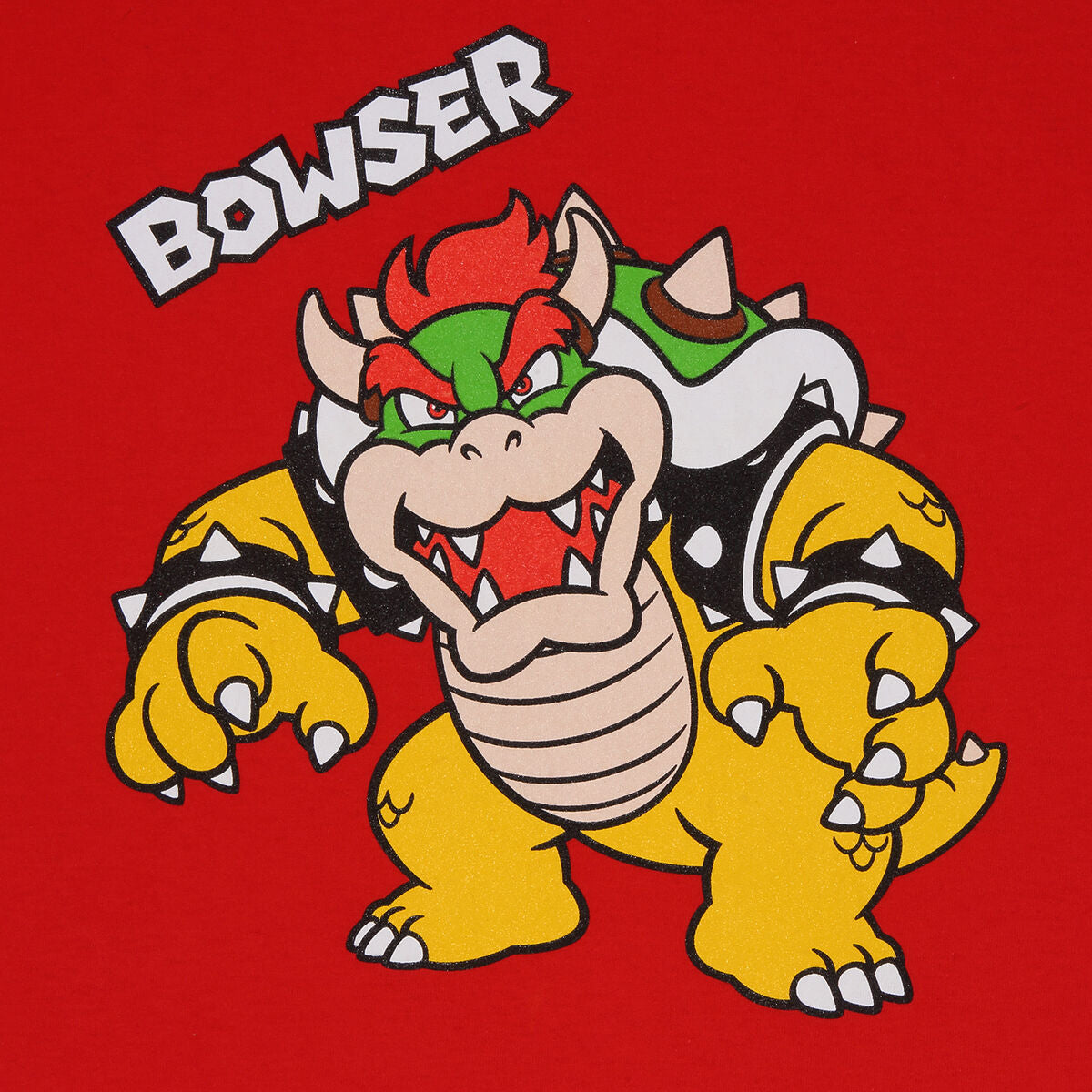 Camisola de Manga Curta Infantil Super Mario Bowser Text Vermelho - EcoNest