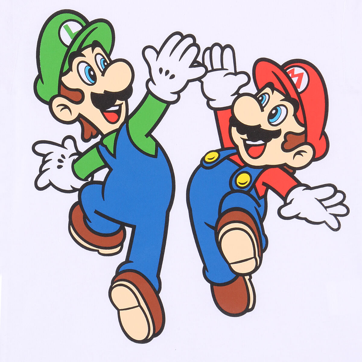 Camisola de Manga Curta Infantil Super Mario Mario and Luigi Branco - EcoNest