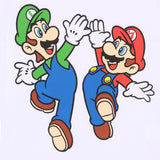 Camisola de Manga Curta Infantil Super Mario Mario and Luigi Branco - EcoNest