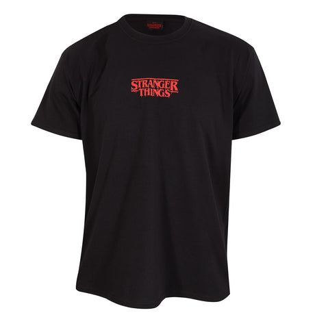 Camisola de Manga Curta Stranger Things Demogorgon Upside Down Preto Unissexo - EcoNest