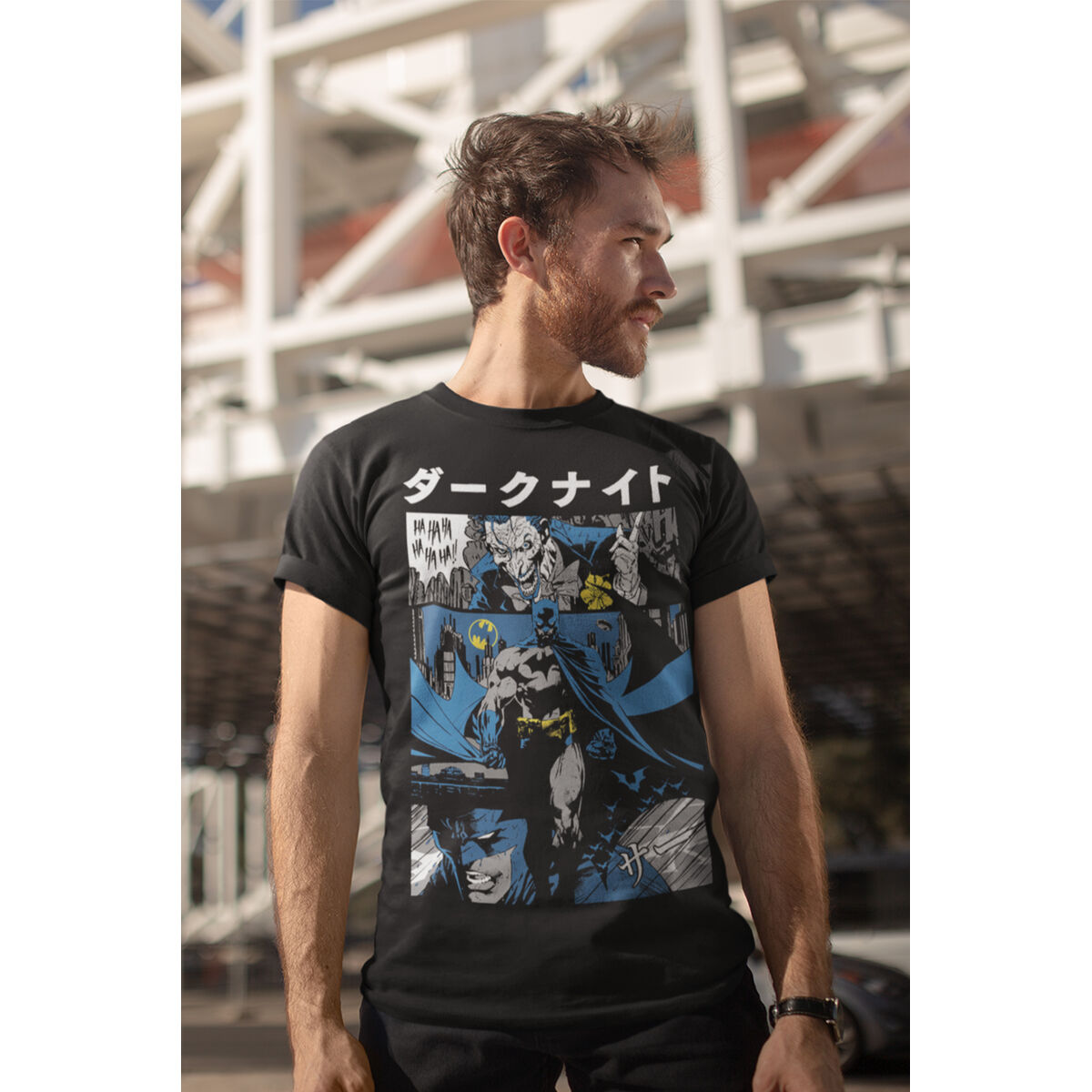 Camisola de Manga Curta Batman Manga Cover Preto Unissexo - EcoNest