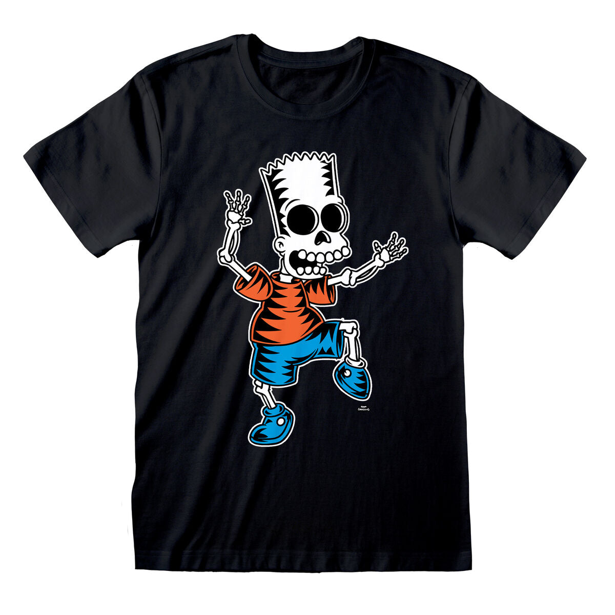 Camisola de Manga Curta The Simpsons Skeleton Bart Preto Unissexo - EcoNest