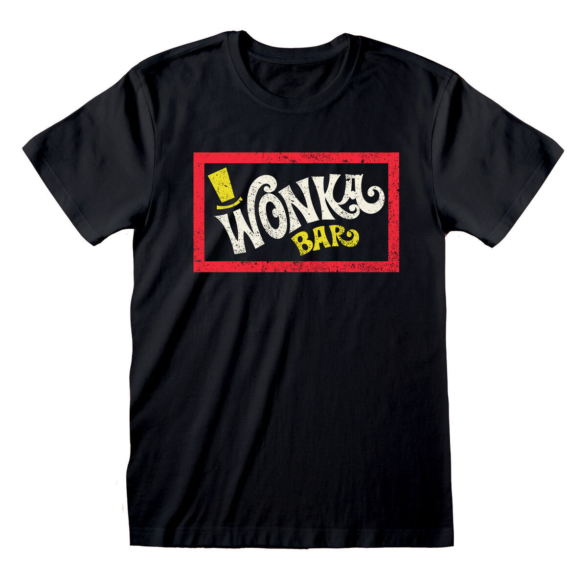 Camisola de Manga Curta Unissexo Willy Wonka Wonka Bar Preto