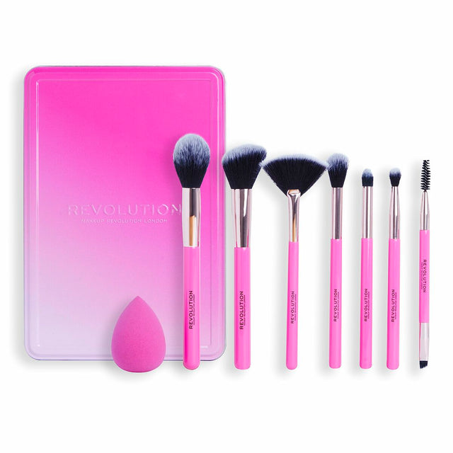 Conjunto de Pincéis de Maquilhagem Revolution Make Up The Brush Edit Cor de Rosa 8 Peças - EcoNest