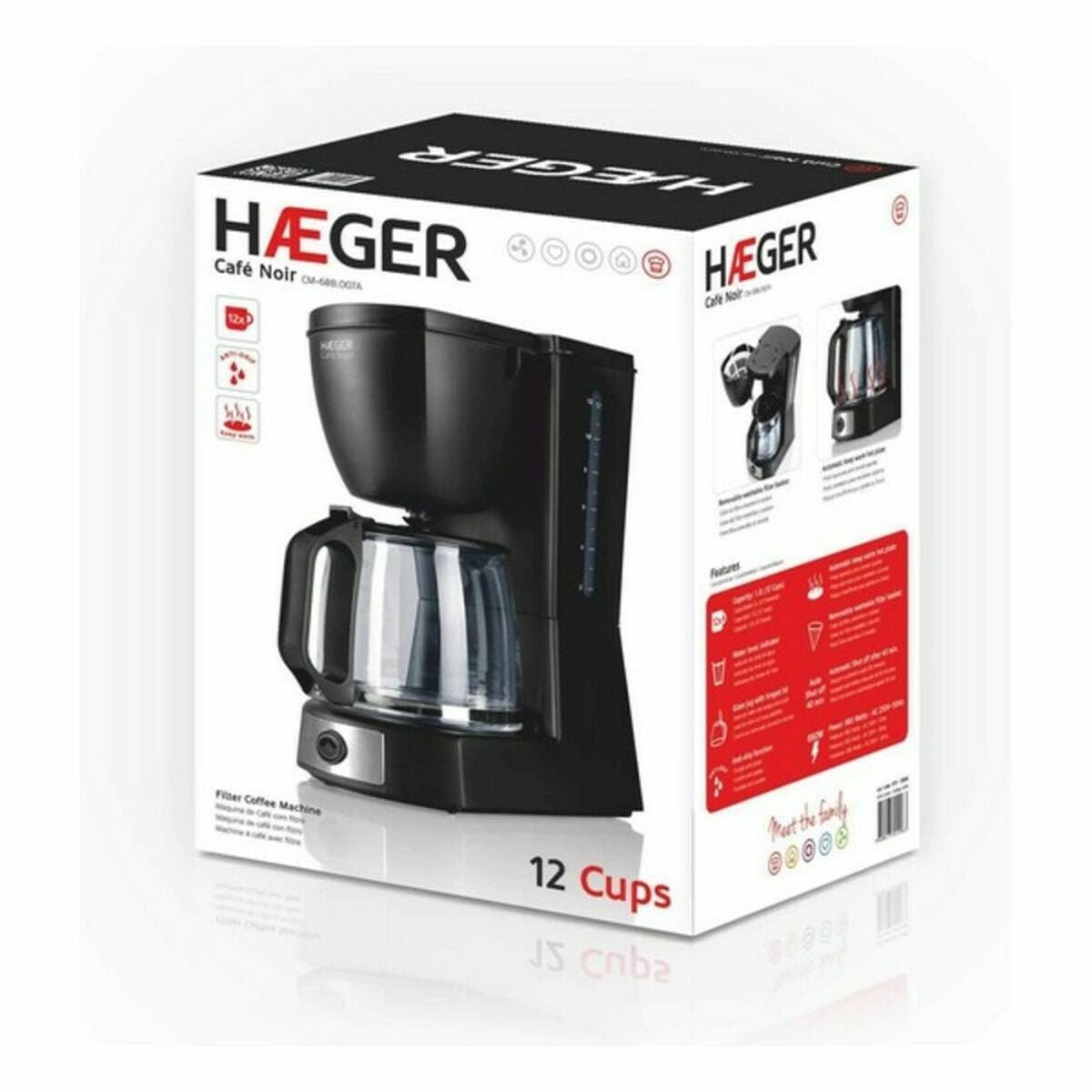 Cafeteira Elétrica Haeger CM-68B.007A Preto 12 Kopjes 680 W - EcoNest