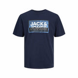 Camisola de Manga Curta Homem Jack & Jones logan Azul Homem - EcoNest