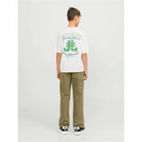 Camisola de Manga Curta Infantil Jack & Jones Jorcole Back Print Branco Verde - EcoNest