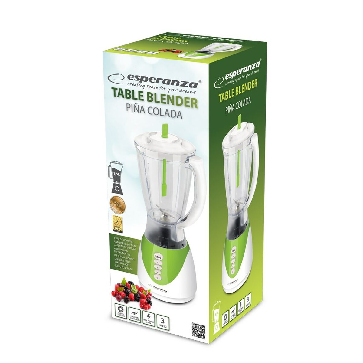 Batedora de Copo Esperanza EKM023G Verde 350 W 1,5 L - EcoNest