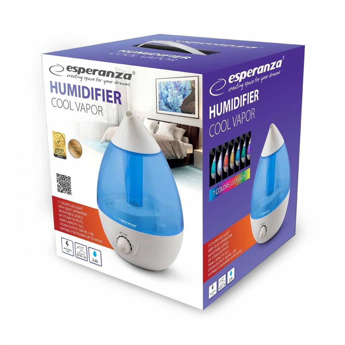 Humidificador Esperanza EHA005 Branco 2,6 L (25 W) (40 m²) - EcoNest