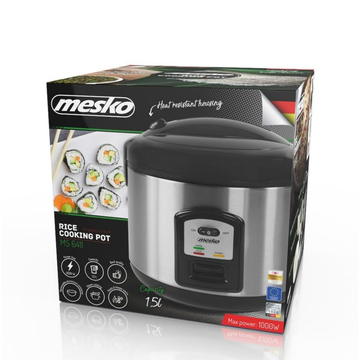 Panela de Arroz Adler MS 6411 Preto 1000 W 1,5 L - EcoNest