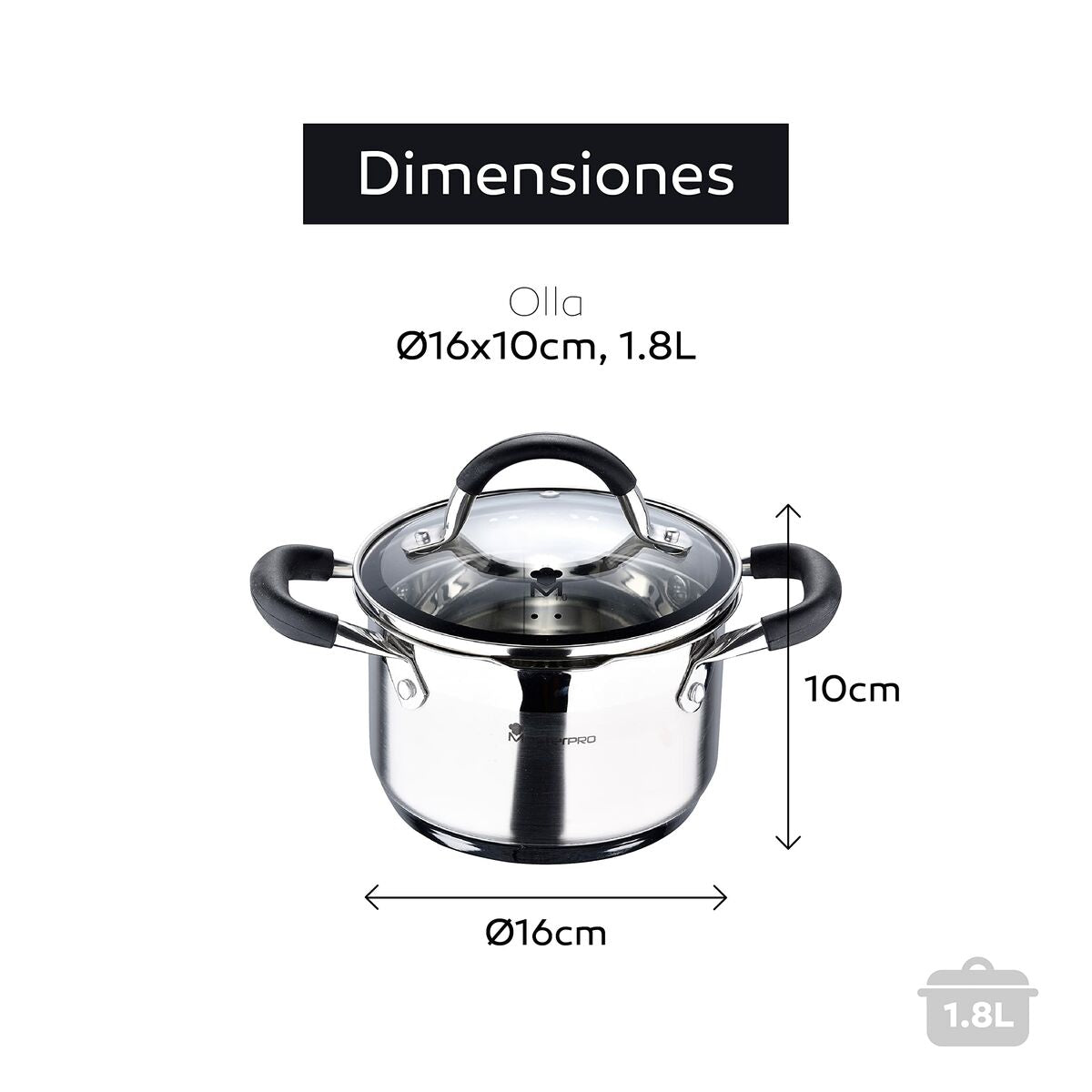 Panela de Cozedura Lenta Masterpro Ø 16 cm 1,8 L - EcoNest