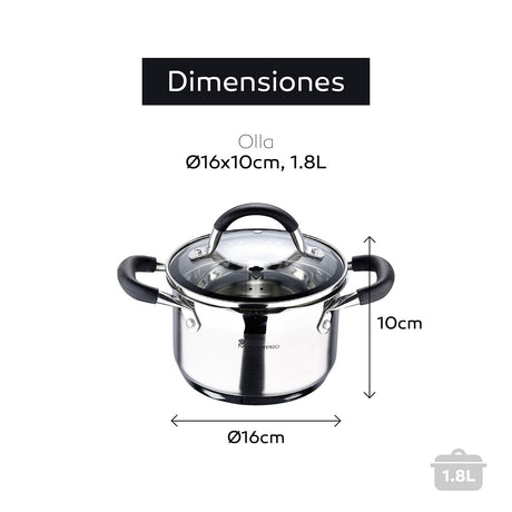 Panela de Cozedura Lenta Masterpro Ø 16 cm 1,8 L - EcoNest