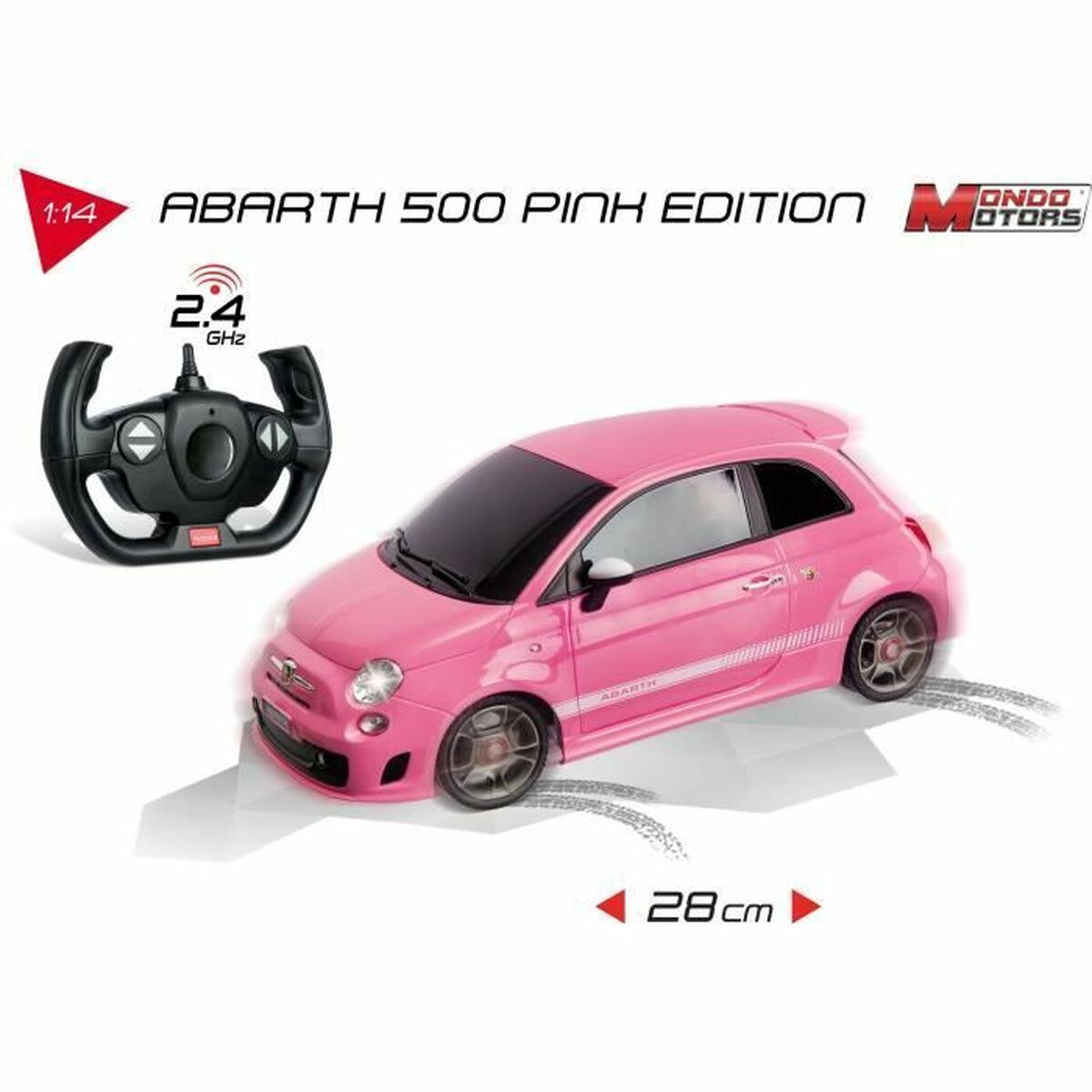 Carro Rádio Controlo Mondo Fiat 500 Abarth Cor de Rosa 1:14 - EcoNest