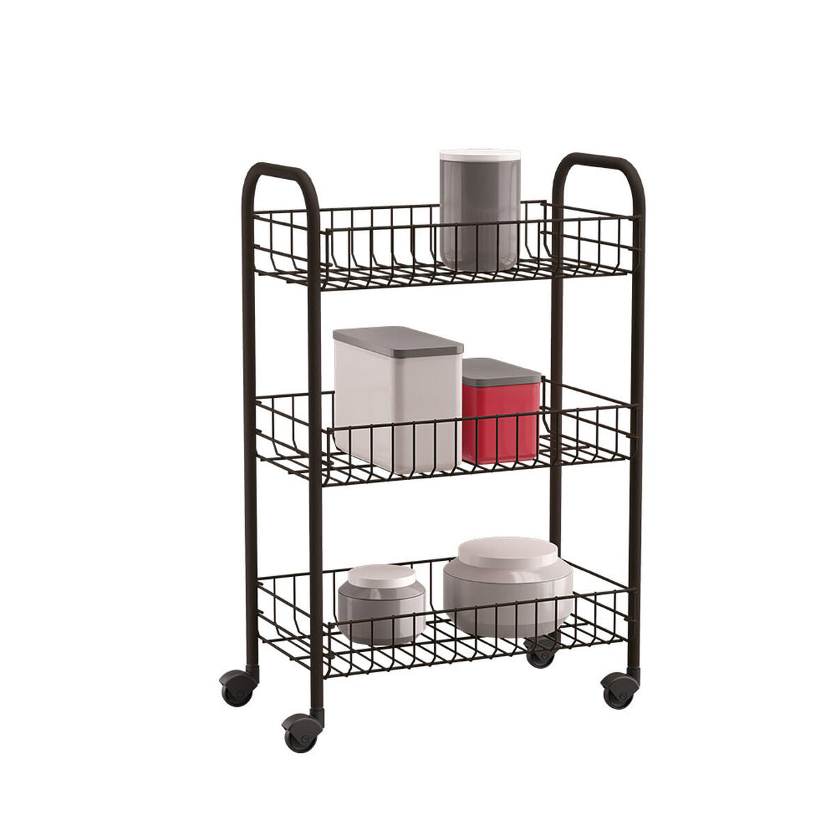 Carro de Cozinha Metaltex Siena Preto 3 Prateleiras Metalen draad (63 x 41 x 23 cm) - EcoNest