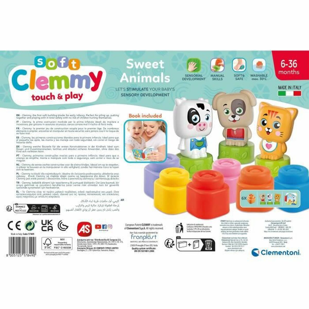 Jogo de Construção Baby Born Cubes & animals Soft Clemmy (FR) 9 Peças Livro - EcoNest