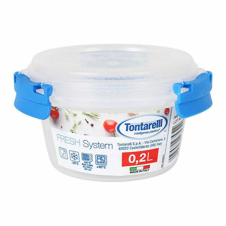 Lancheira Hermética Tontarelli Fresh system Redonda Transparente 200 ml Ø 10 x 5,6 cm (12 Unidades) - EcoNest