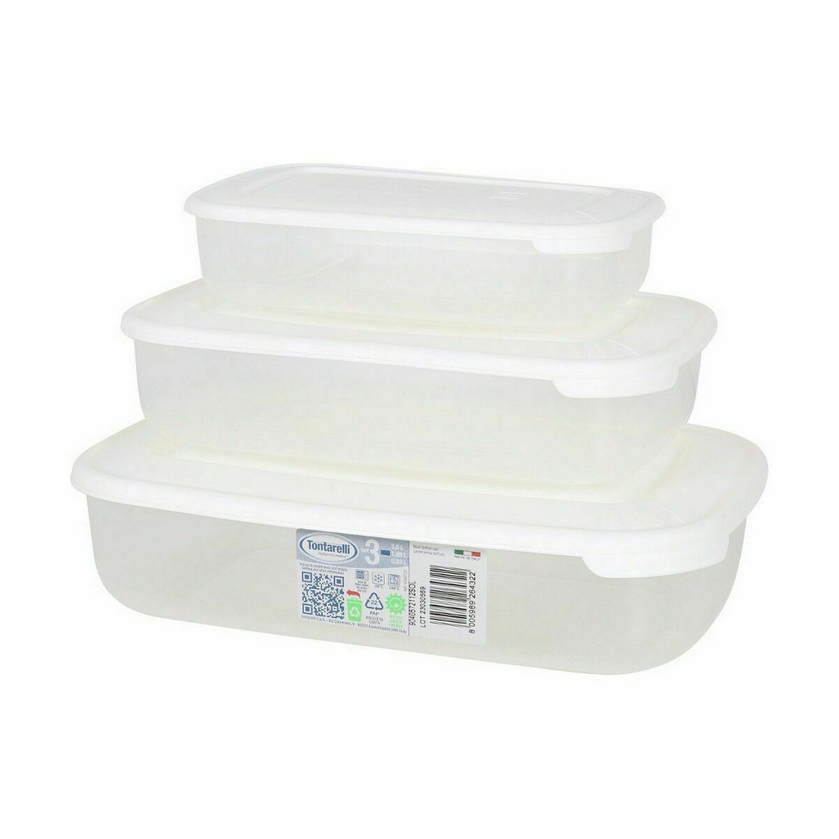 Conjunto de 3 Lancheiras Tontarelli Family Branco Retangular 29,6 x 19,8 x 7,7 cm (20 Unidades) - EcoNest