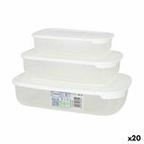 Conjunto de 3 Lancheiras Tontarelli Family Branco Retangular 29,6 x 19,8 x 7,7 cm (20 Unidades) - EcoNest