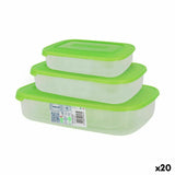 Conjunto de 3 Lancheiras Tontarelli Family Verde Retangular 29,6 x 19,8 x 7,7 cm (20 Unidades) - EcoNest