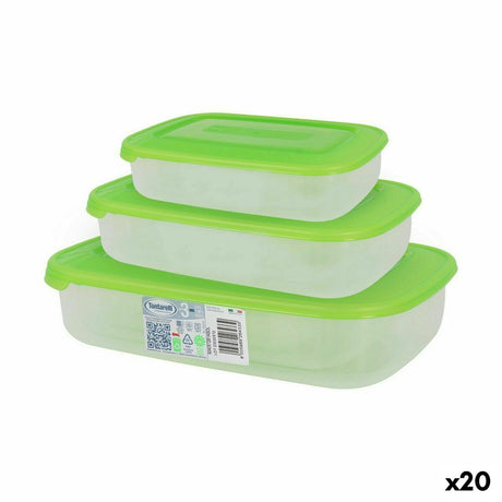 Conjunto de 3 Lancheiras Tontarelli Family Verde Retangular 29,6 x 19,8 x 7,7 cm (20 Unidades) - EcoNest
