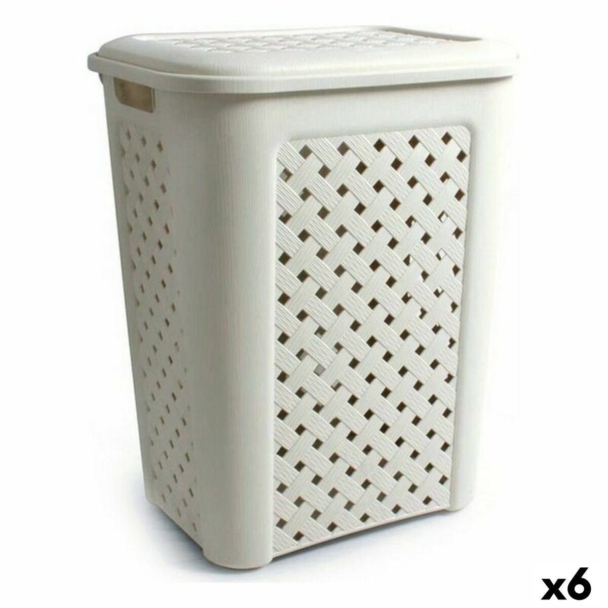 Cesto da Roupa Tontarelli Arianna Com tampa Bege 43,5 x 33,5 x 55 cm (6 Unidades) - EcoNest