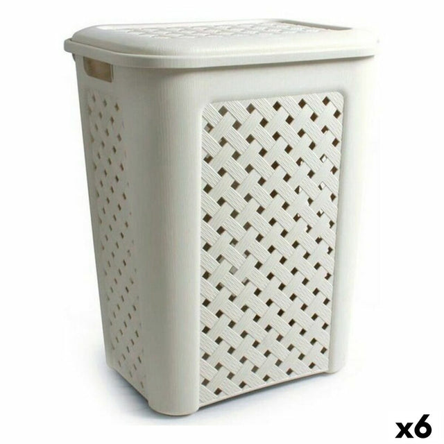 Cesto da Roupa Tontarelli Arianna Com tampa Bege 43,5 x 33,5 x 55 cm (6 Unidades) - EcoNest