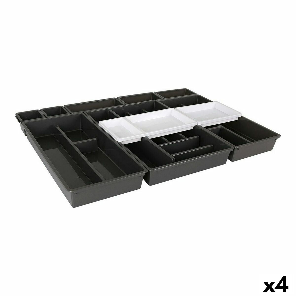 Organizador de Talheres Tontarelli Bella Preto 10 Peças 70 x 49,2 x 6,7 cm (4 Unidades) - EcoNest
