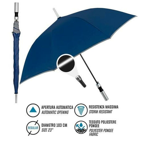 Guarda-Chuva Perletti 23" Com guarnição Refletor Azul Marinho Poliéster 103 cm - EcoNest