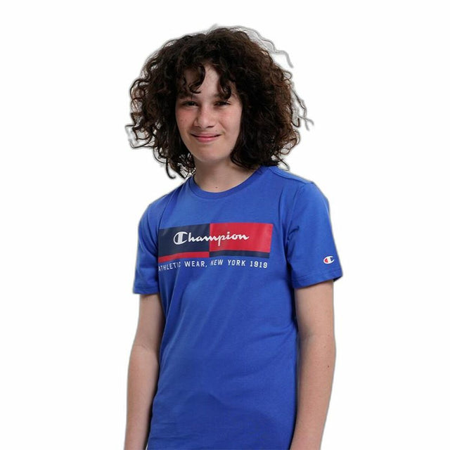 Camisola de Manga Curta Criança Champion Crewneck Azul - EcoNest