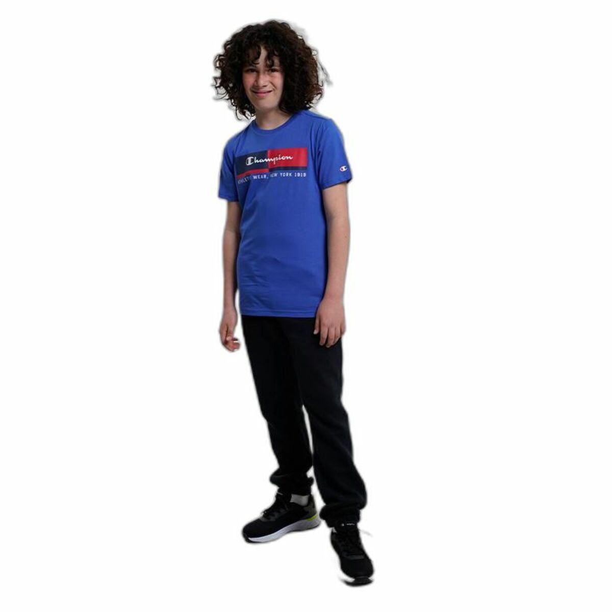 Camisola de Manga Curta Criança Champion Crewneck Azul - EcoNest