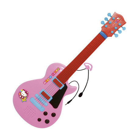 Guitarra Infantil Hello Kitty Eletrónica Microfone Cor de Rosa - EcoNest