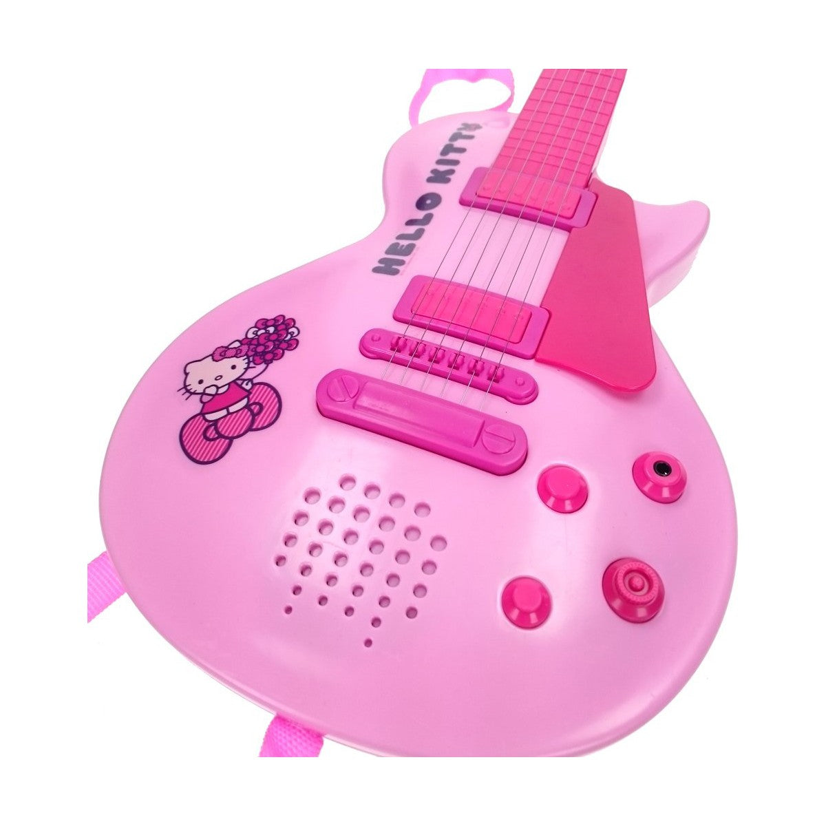 Guitarra Infantil Hello Kitty Eletrónica Microfone Cor de Rosa - EcoNest