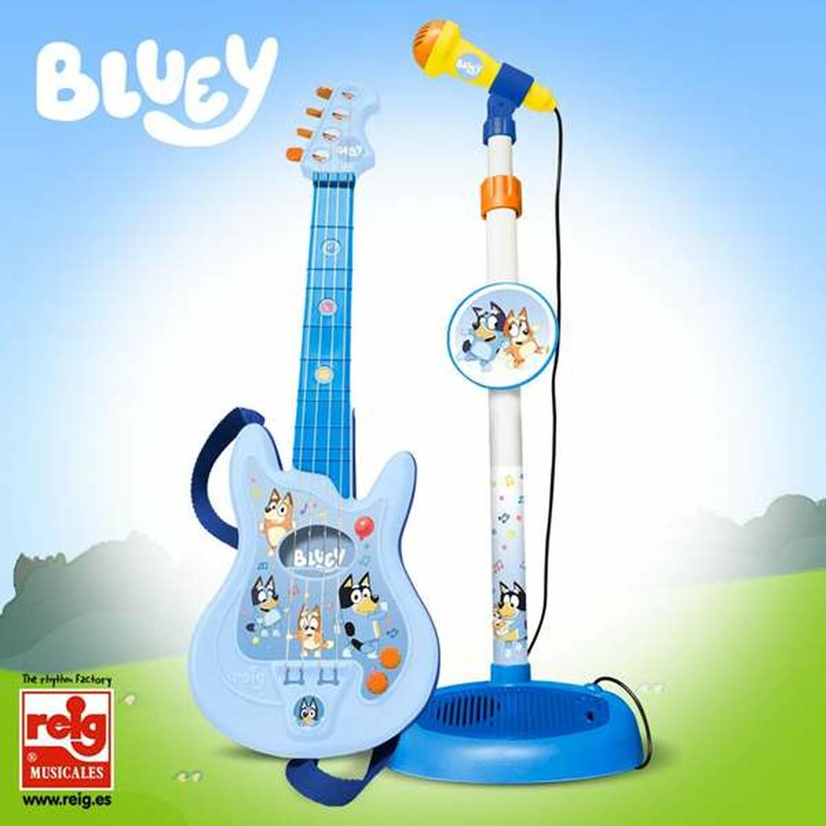 Guitarra Infantil Bluey Regulável Microfone 60 x 30 x 17 mm - EcoNest