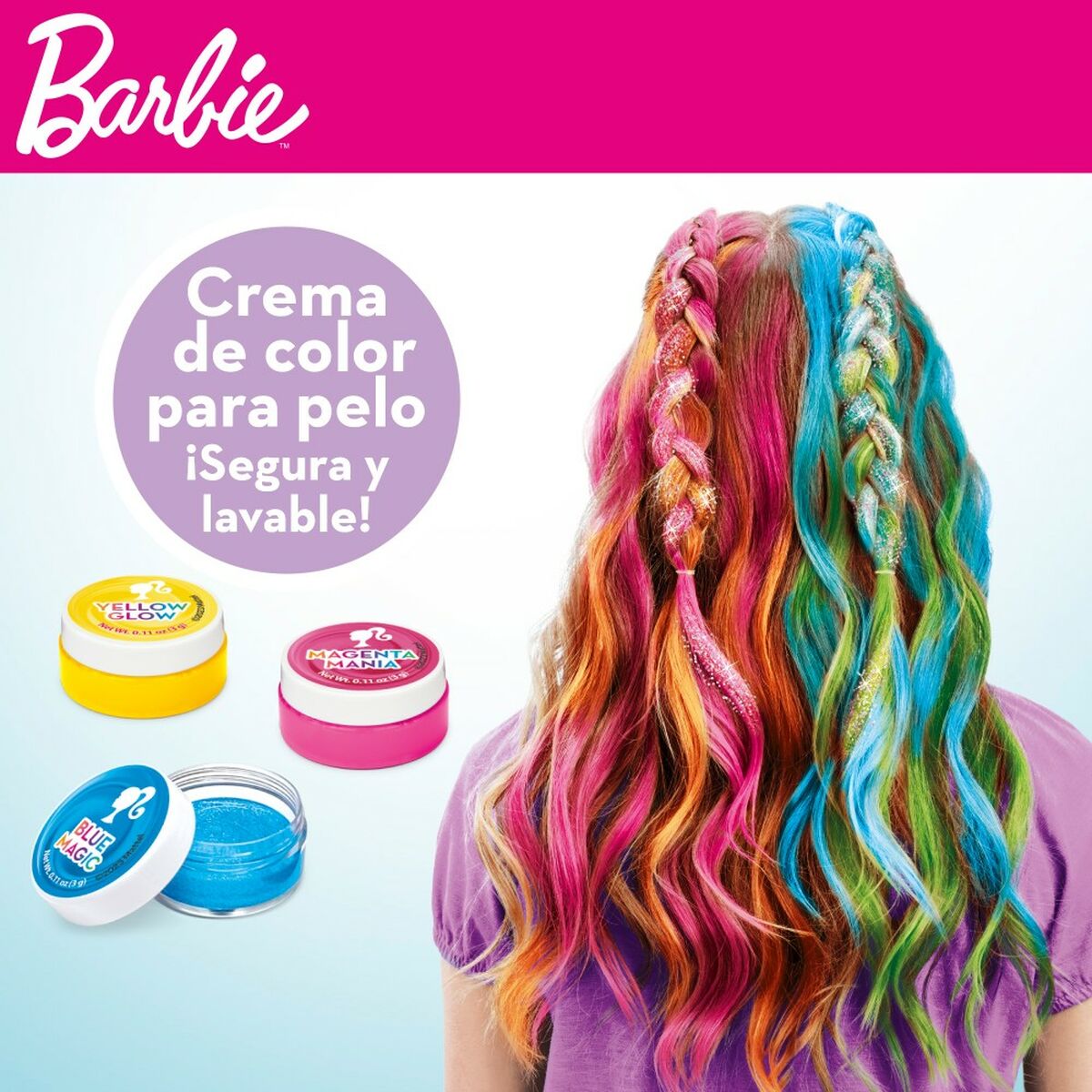 Conjunto de Cabeleireiro Barbie Rainbow Tie Cabelo com madeixas Multicolor - EcoNest