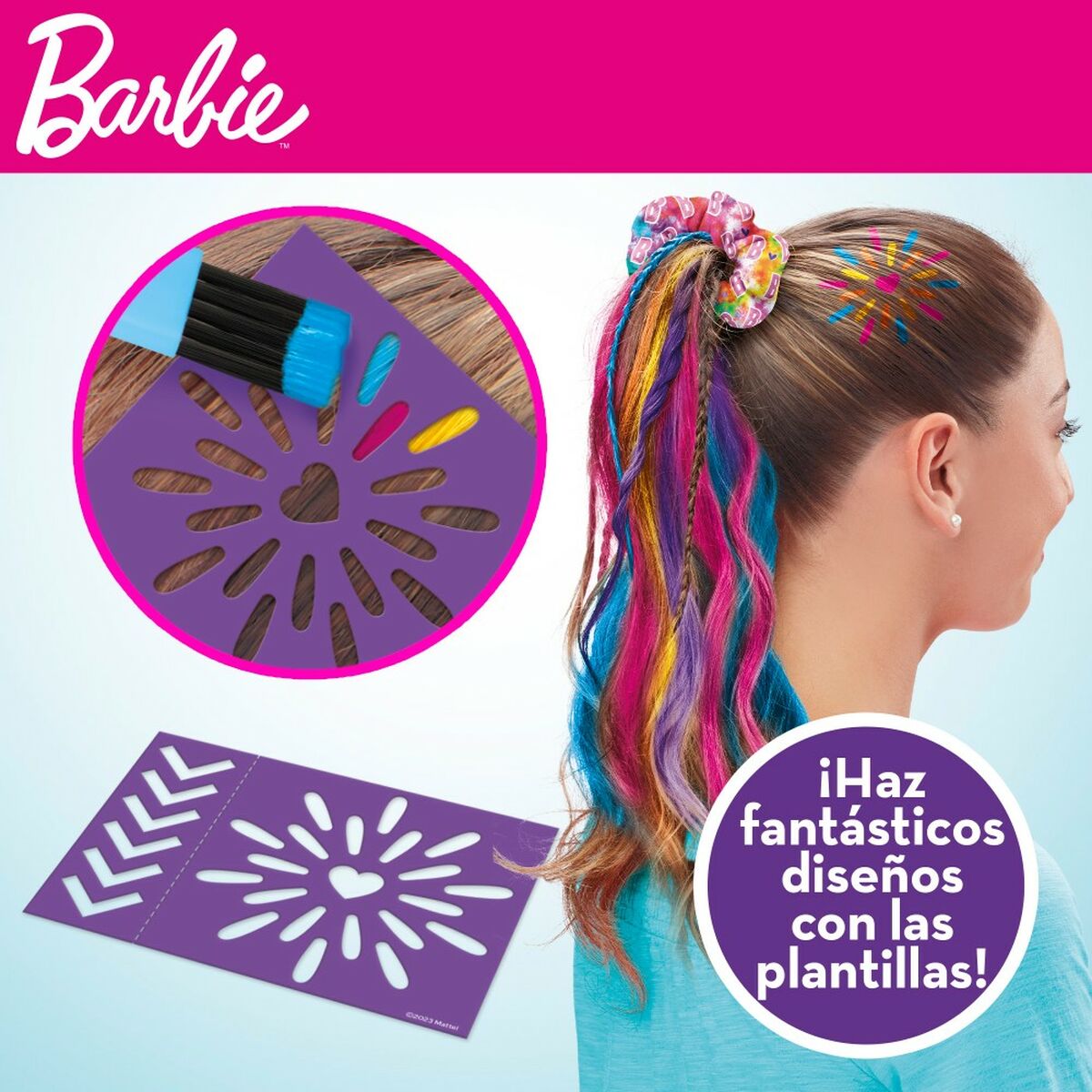 Conjunto de Cabeleireiro Barbie Rainbow Tie Cabelo com madeixas Multicolor - EcoNest