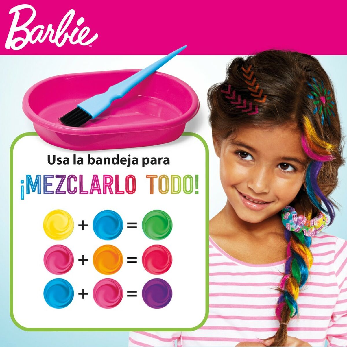 Conjunto de Cabeleireiro Barbie Rainbow Tie Cabelo com madeixas Multicolor - EcoNest