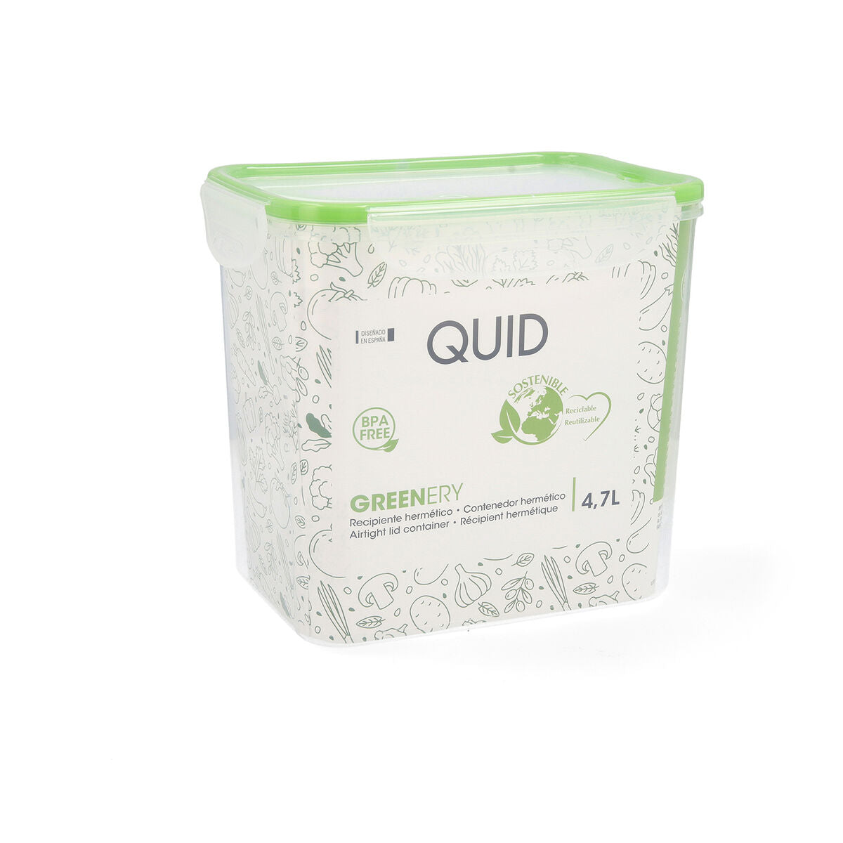 Lancheira Hermética Quid Greenery Transparente Plástico 4,7 L (4 Unidades) (Pack 4x) - EcoNest