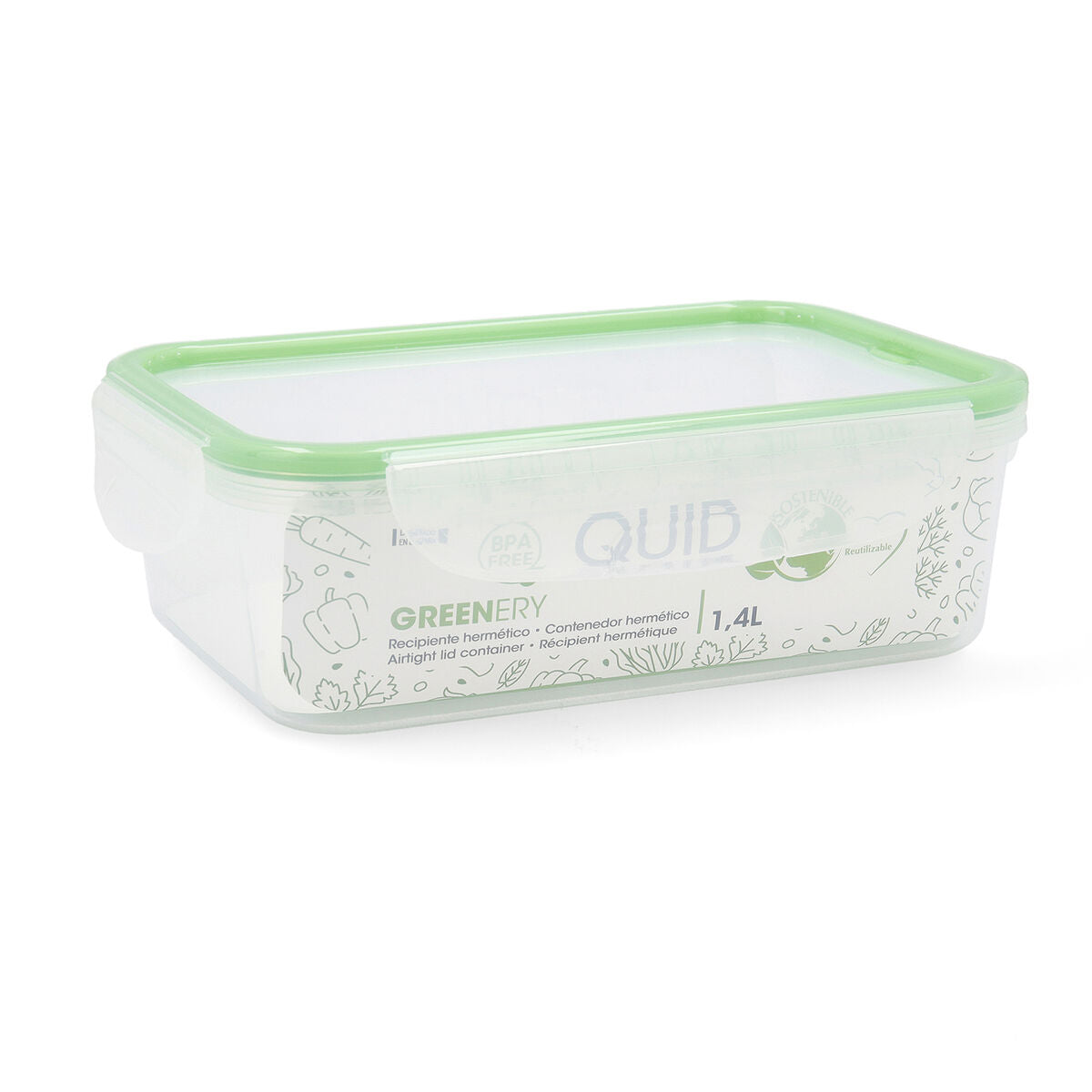 Lancheira Quid Greenery 1,4 L Transparente Plástico (Pack 4x) - EcoNest
