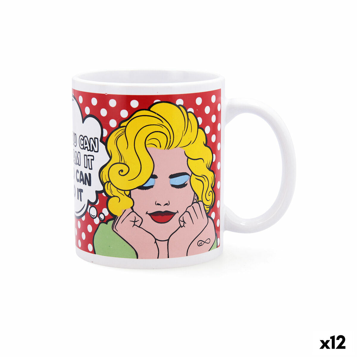 Kop Quid Pin Up Banda desenhada Multicolor Cerâmica 330 ml (12 Unidades) - EcoNest