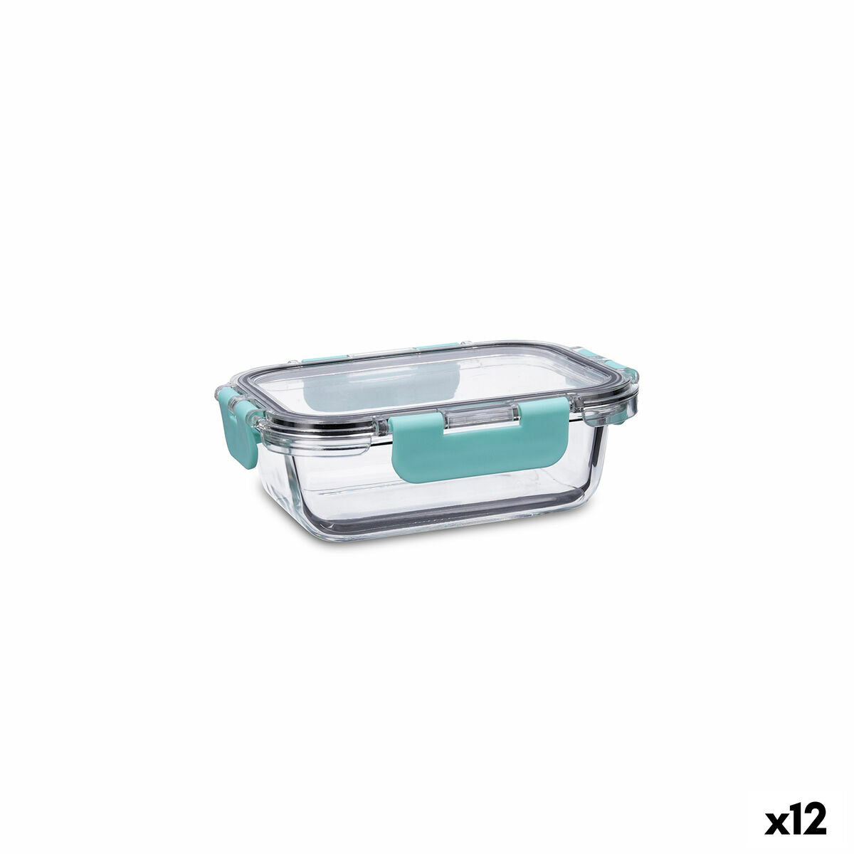Lancheira Hermética Quid Purity Retangular 370 ml Transparente Vidro (12 Unidades) - EcoNest