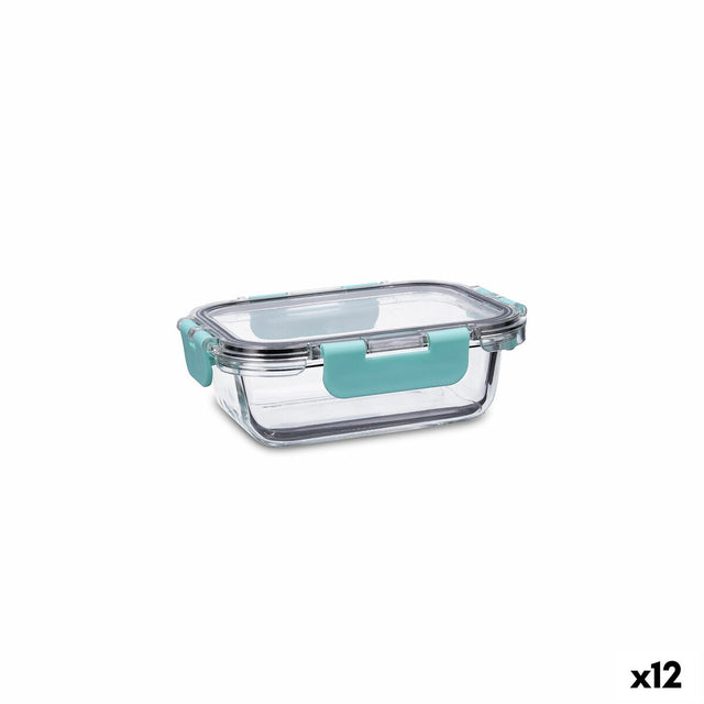 Lancheira Hermética Quid Purity Retangular 370 ml Transparente Vidro (12 Unidades) - EcoNest