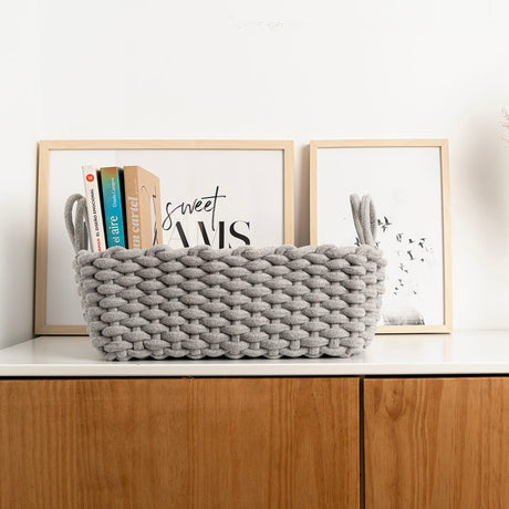 Cesta Decorativa Vinthera Moa Algodão Cinzento 35 x 25 x 13 cm - EcoNest