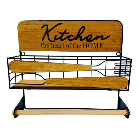 Porta-Rolos de Cozinha Versa 20 x 15,2 x 14,8 cm Metal Madeira MDF - EcoNest