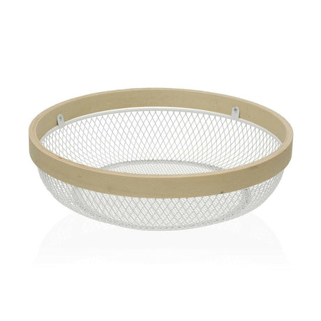 Fruteira Versa Branco Metal Madeira (25 x 7 x 25 cm) - EcoNest