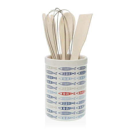 Recipiente para Utensílios de Cozinha Versa Fish Peixes Cerâmica 10 x 15 x 10 cm - EcoNest