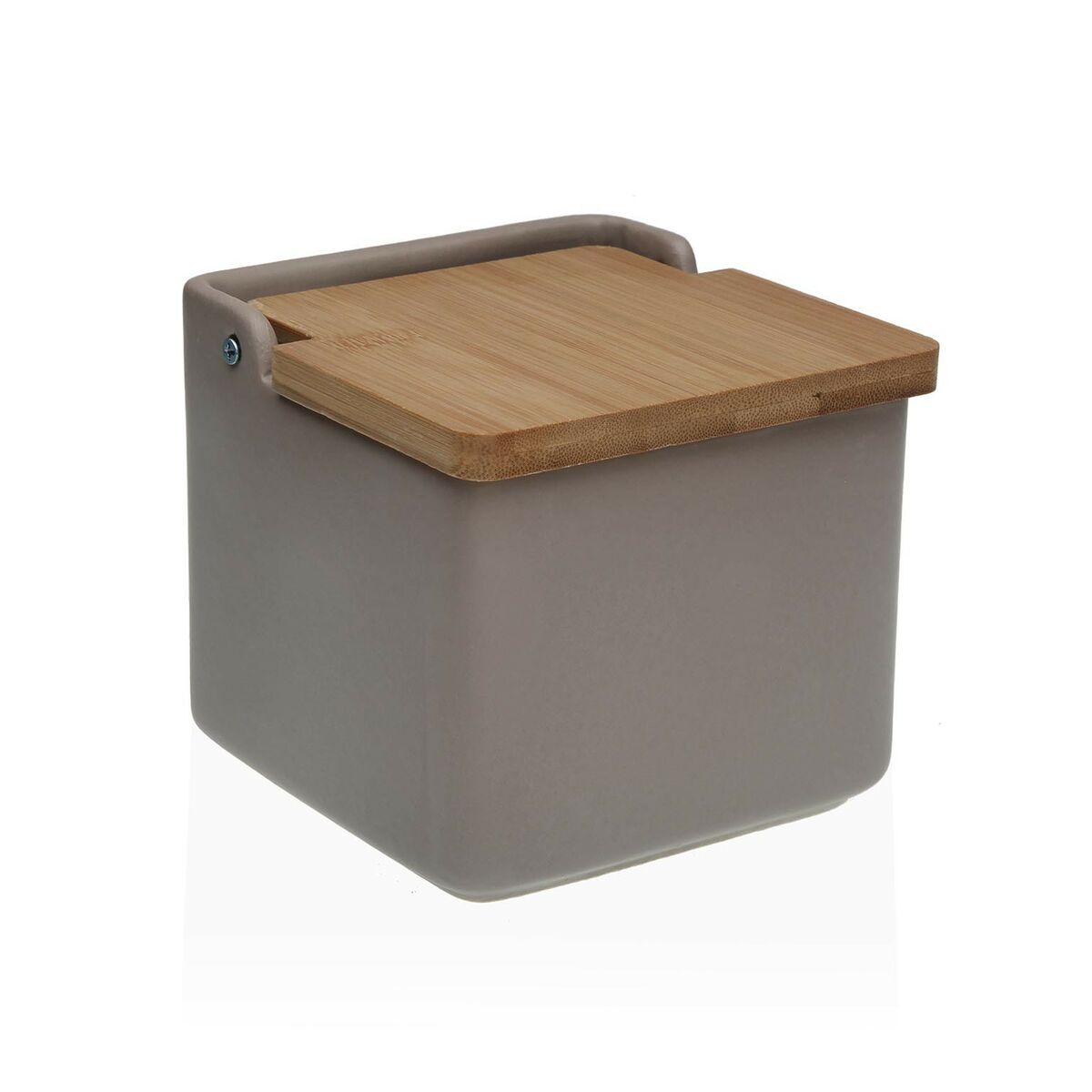 Saleiro com Tampa Versa Cinzento 12,2 x 11,5 x 12,2 cm Cerâmica Dolomite - EcoNest