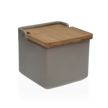 Saleiro com Tampa Versa Cinzento 12,2 x 11,5 x 12,2 cm Cerâmica Dolomite - EcoNest
