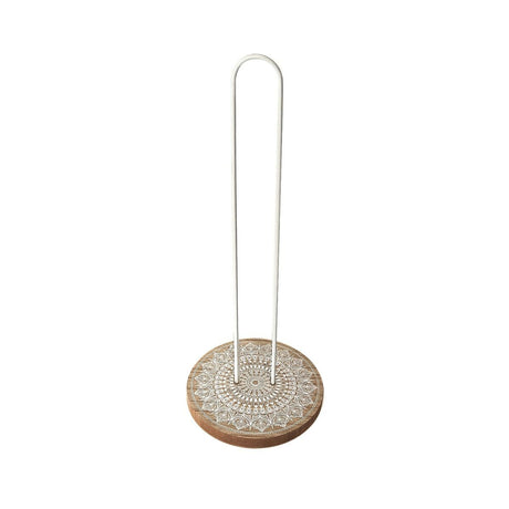 Suporte para Rolos de Papel de Cozinha Versa Mandala Metal Aço Madeira MDF 13 x 31 x 13 cm - EcoNest